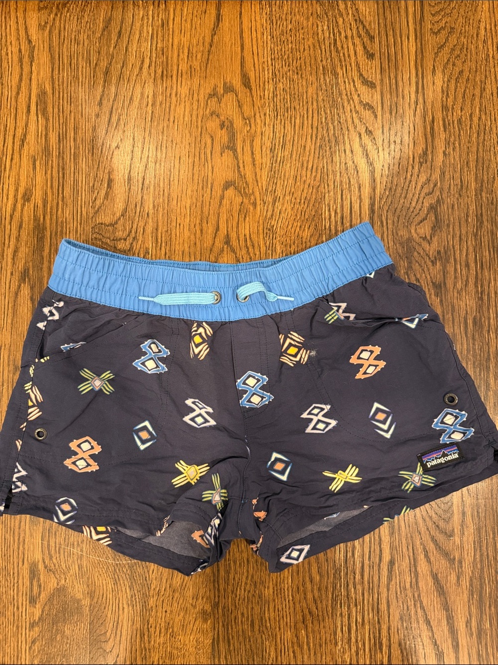 Patagonia Navy Board Shorts with Light Blue Waistband
